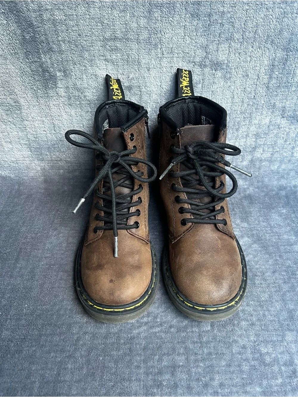Dr Martens Little Kids Size 1 Brown Leather 8 Eye Ankle Boots AW004 Grunge Boho